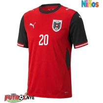 Camiseta Austria Konrad Laimer #20 Primera Equipación para niños Mundial 2026 manga corta (+ pantalones cortos)